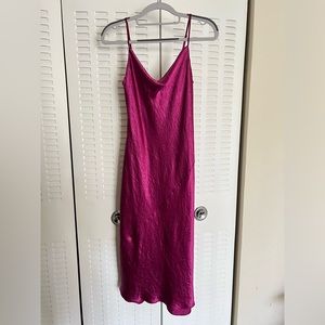 Pink Crushed Silk Midi Dress